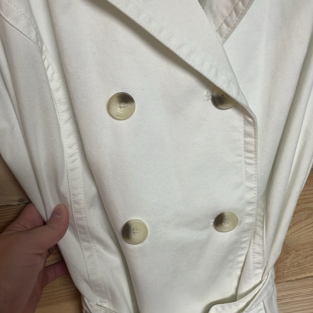 Sonoma size XL White Soft Denim Double-Breasted Trench Coat with Pockets - Picture 4 of 11